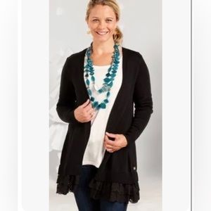 Matilda Jane Dark as Night ruffle hem sweater cardigan black size XS